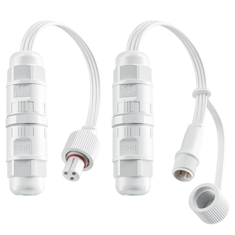 CybeRoad Splice Connector (2 Pack) for Govee Cuttable Outdoor Lights — Compatible with Govee H706A, H706B, H706C, H703A, H703B, Waterproof Extension Cable Wire Connector (Male and Female Set) - Image 1